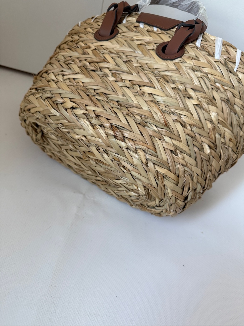 Anya Hindmarch Natural Woven Basket Tote with Brown Leather Handles - Picture 6 of 15